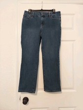 Chico's Denium Straight Leg Dark Blue Cotton Short Jeans, Sz: 1