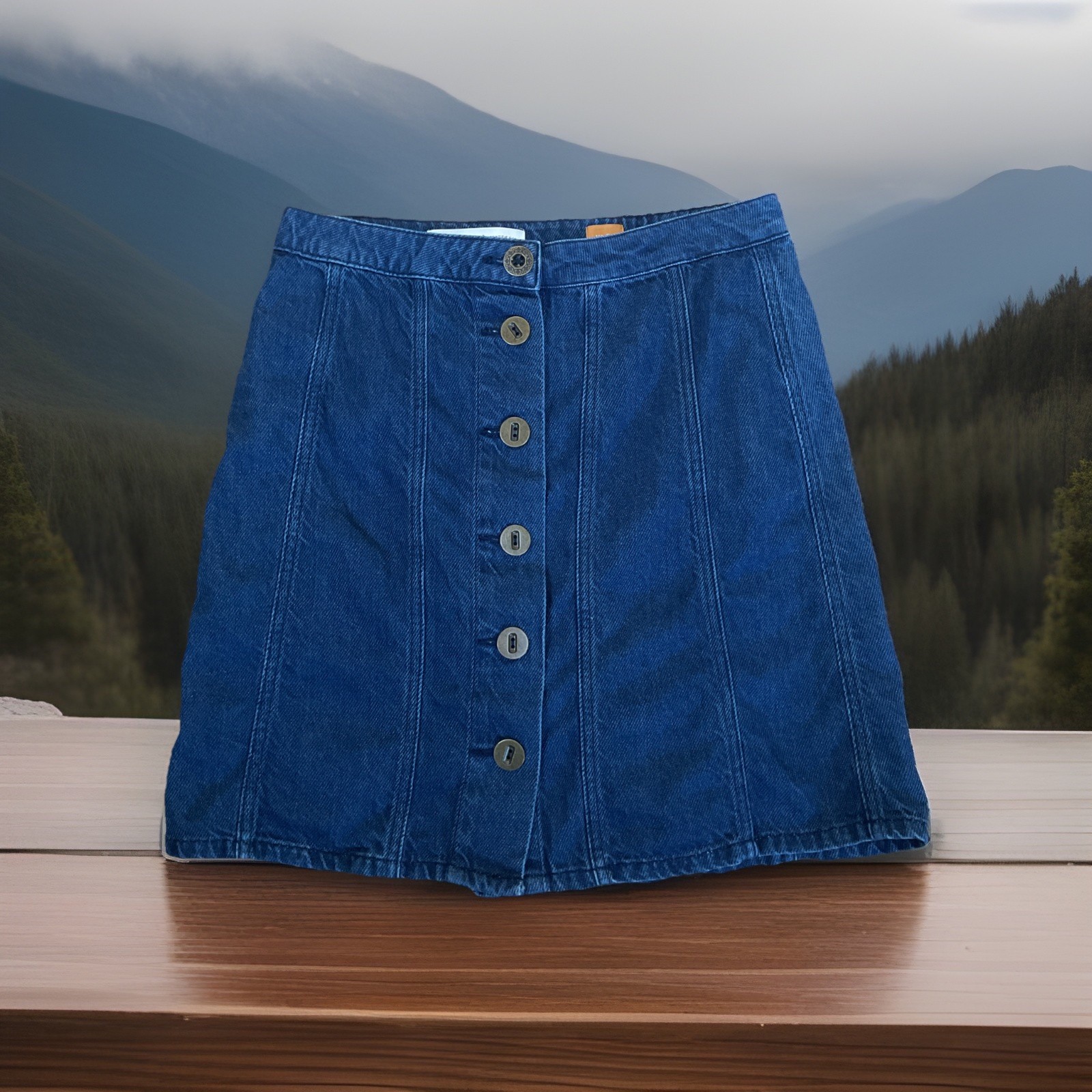 Pilcro and the Letterpress Anthropologie Denim Button Front Skirt Womens Sz 4
