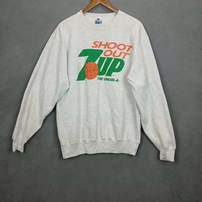 #ad #ad Vintage 7 Up Champion Sweatshirt Mens XL White Heather Gray Shoot Out Crewneck $33.99