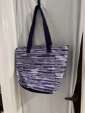 thirty one bags purple Striped Quick Cinched Thermal Beach Bag 20x14x8.5