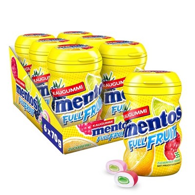 Mentos Kaugummi Full Fruit, 6 Boxen zuckerfreie Chewing Gum Dragees (6 x 35 Stk)
