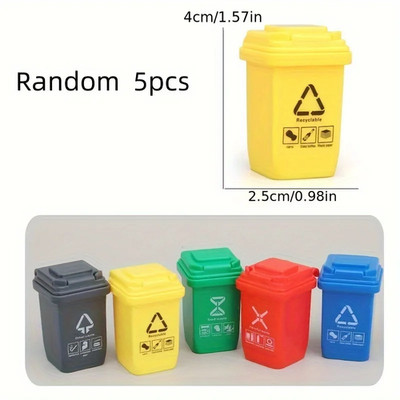 5 Mini Garbage Sorting Trash Can Accessories, Simulated Garbage and Car Trash Ca