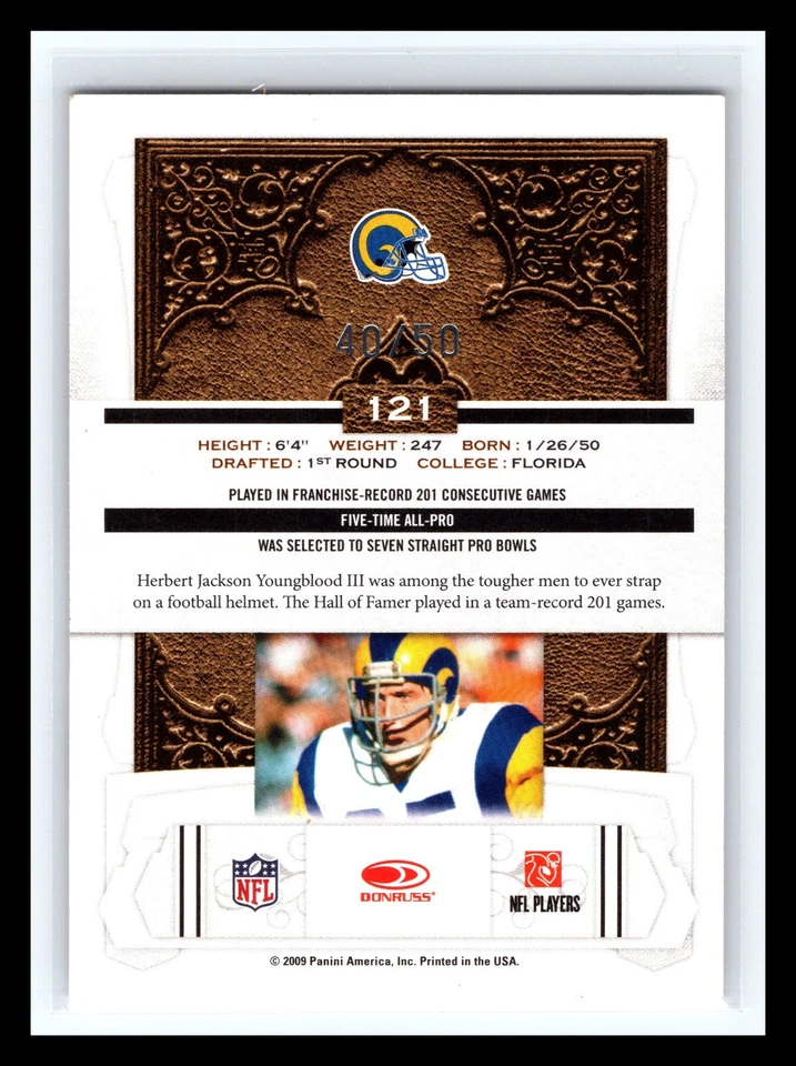 2009 Donruss Classics - Legend Jack Youngblood #121 /999 - Image 2 of 2