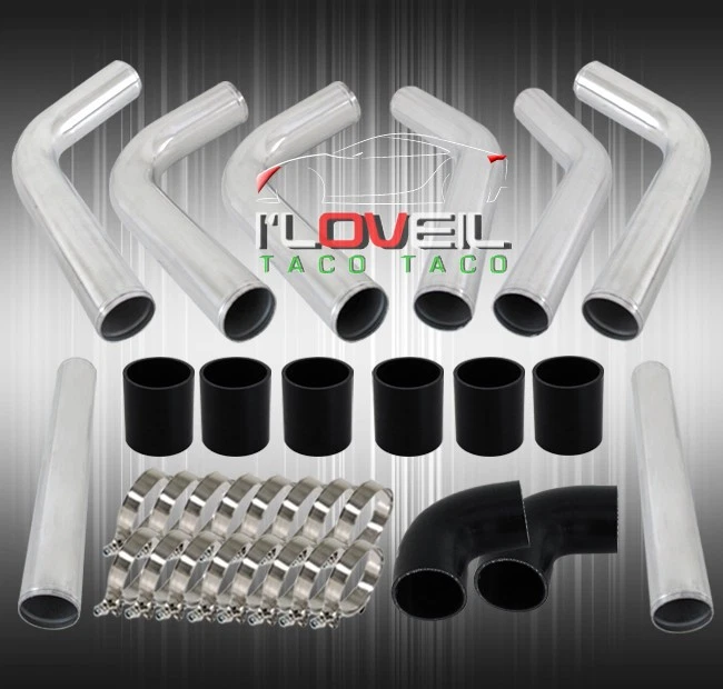 2.5" Diy Black Silicone Coupler Aluminum Intercooler Piping Kit T-Bolt Clamps Foto 2 de 3