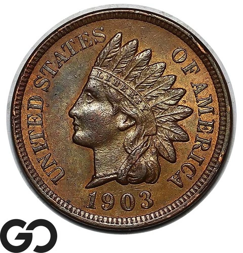1903 Indian Head Cent Penny, Gem BU++, Great Strike