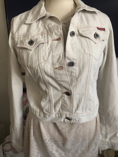 Guess Jean Jacket Cropped Ivory Off 