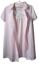 VTG Lorraine 2 Piece Nightgown with Matching Robe Embroidered Made in USA XSmall