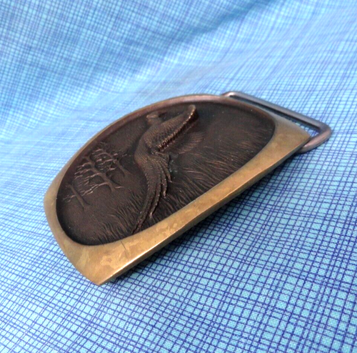 Pheasant Belt Buckle Bird Hunter Sportsman Bronze Vtg 70s SL Knight .TAZ577 - Picture 6 of 8