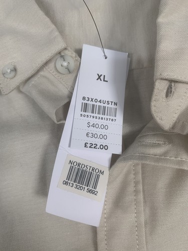 Camicia uomo Topman beige manica lunga con bottoni XLarge nuova con etichetta - Foto 5 di 13