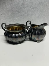 Pairpoint MFG CO. Quad Purple Plate Footed Cream & Sugar Set #2077