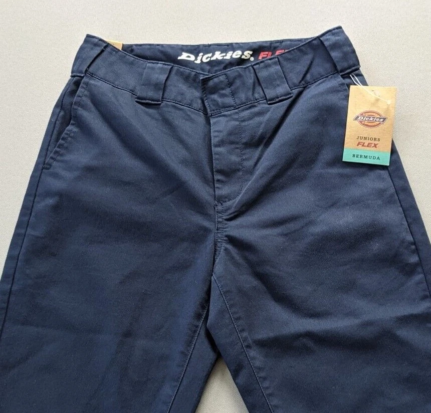 Dickies Talla 0/24 Niña Junior Bermudas Cortas Elastizadas Trabajo Escuela Uniforme Azul Marino NUEVO Foto 2 de 4