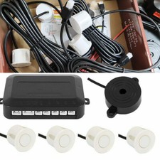 Image of White Parking Sensors Car Reverse Backup Rear Radar Alert System Buzzer KIT 4x