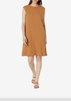 Eileen Fisher Crew Neck Tank Dress Women's Clothing Chestnut : MD