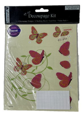 Dovecraft Wild Blossom Sun Blushed Decoupage Kit zum Kartenbasteln und Basteln