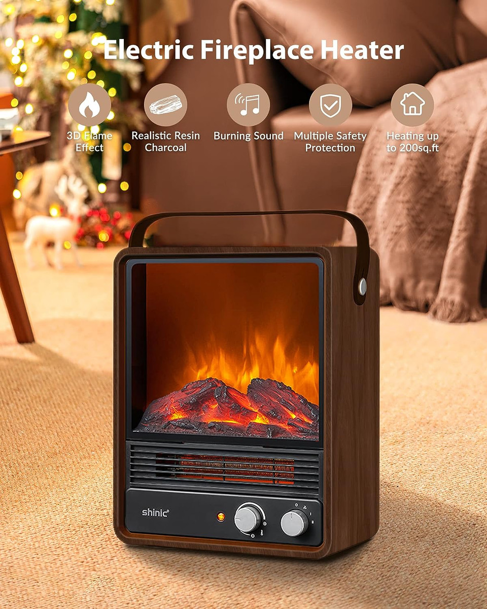 Electric Fireplace Heaters for Indoor Use,1500W Space Heater Fireplace with  Real | eBay