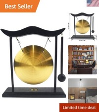 Elegant Brass Feng Shui Gong with Wooden Stand - Ideal Gift for Housewarming