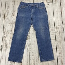 VTG LEE MENS DENIM BLUE JEANS MEDIUM WASH 36X31 COTTON STRAIGHT FIT CLASSIC EUC