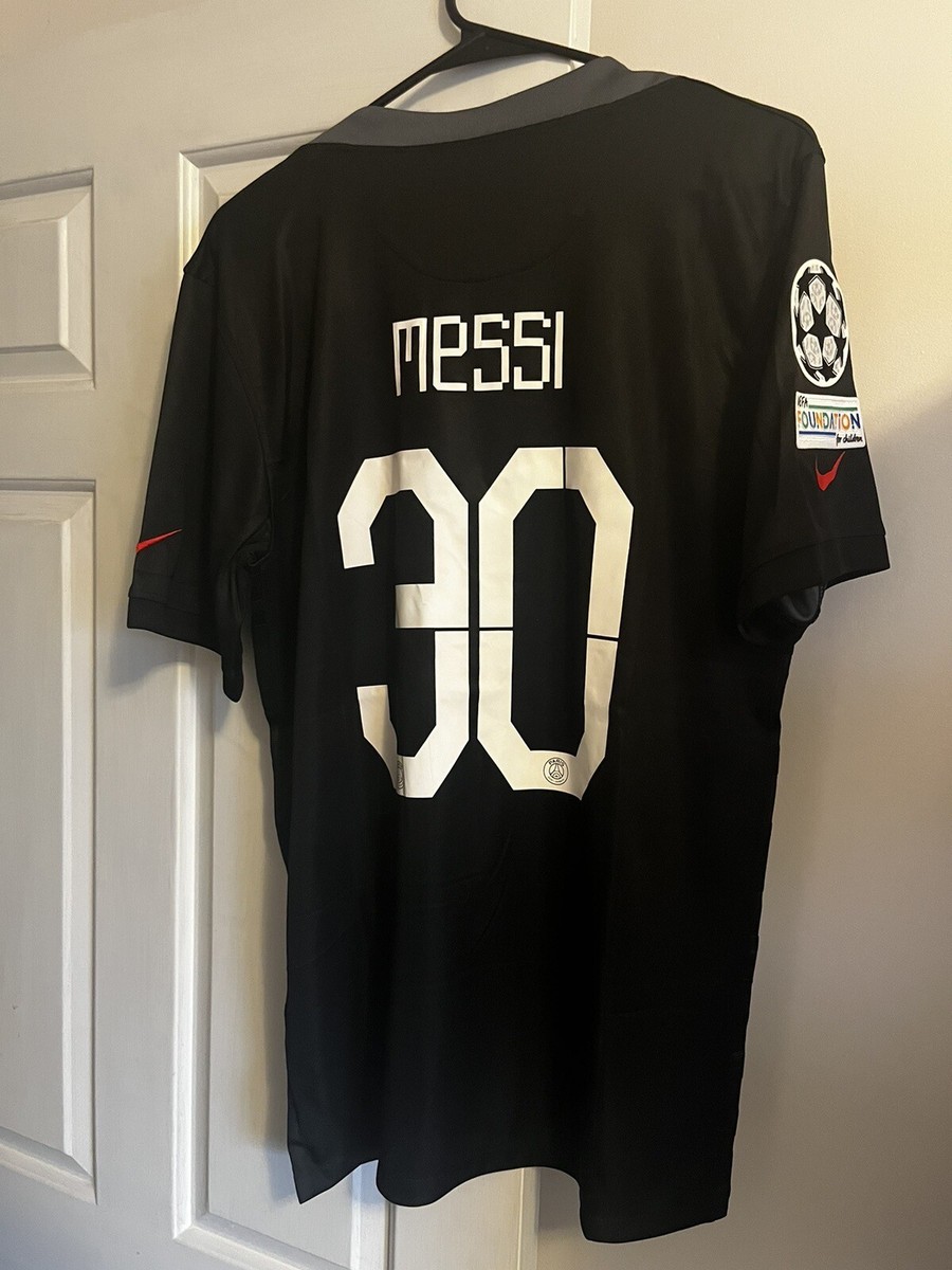 Lionel Messi PSG Black UCL Jersey US Adult Large | eBay