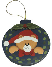 Christmas Decoration 4-inch round Dario Ornament Bear With Holly Cute