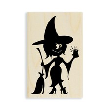STAMPENDOUS RUBBER STAMPS WITCH SELFIE NEW wood STAMP Last One