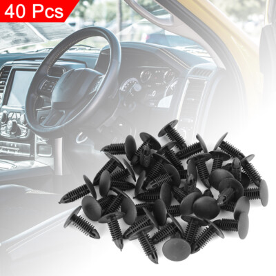 40 Stück Auto Bolzen Nieten Kotflügel Clips 6mm Loch Durchm. Kunststoff Schwarz