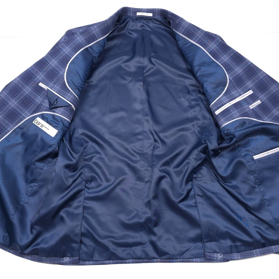 $295 Bar III Azul Cuadros Ajustado Abrigo Deportivo Blazer Chaqueta Para Hombre Talla 38S Foto 3 de 4