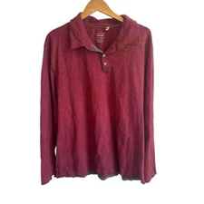 True Grit Los Angeles Long Sleeve Henley Shirt Burgundy Men's 2XL