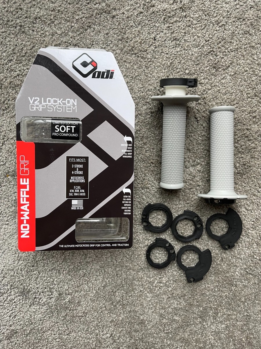 NO WAFFLE GRIP ODI V2 LOCK-ON MOTOCROSS MX GRIP SYSTEM SOFT COMPOUND GREY  SOFT
