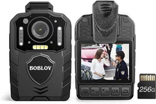 BOBLOV KJ25 2K Police Body Camera 48MP Body Worn Camera 256GB Security Guard Cam