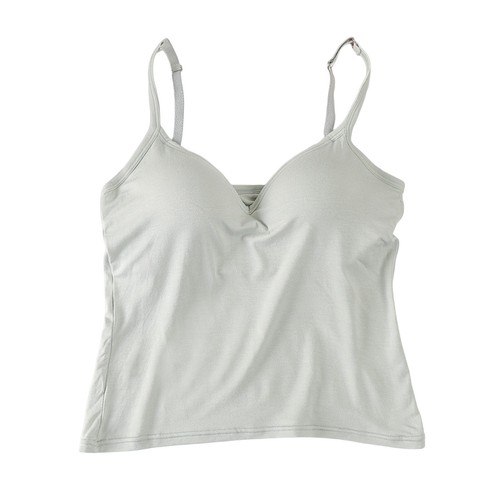 Womens Camisole Tops With Built in Bra Ladies V Neck Vest Padded Slim Tank Tops - Picture 14 of 17
