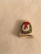 Vintage Ironstone THIMBLE MASON'S Christmas Wreath & Bells Gold Trim England