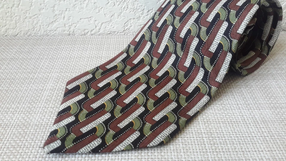 Corbata Monterey Bay por J.Blades & Co. Para Hombres 100% Seda Patrón Geométrico Pre-ow Foto 2 de 4