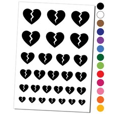 Broken Heart Love Temporary Tattoo Water Resistant Set