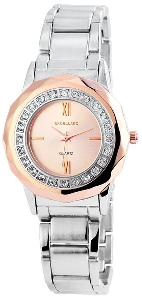 Excellanc Frauen Quarzuhr Damen Armbanduhr Gliederarmband Bicolor Strasssteine-image