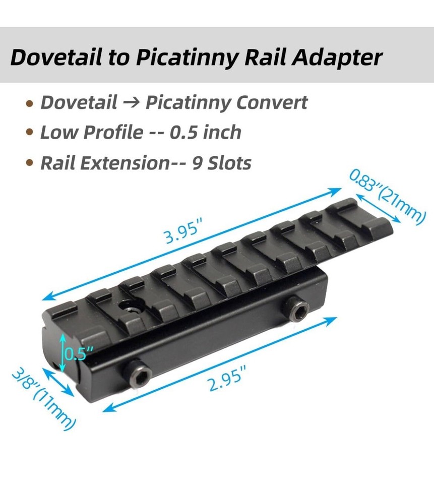 Tristar Shotgun Dovetail To Picatinny Rail Adapter Scope Red Dot Mount eBay