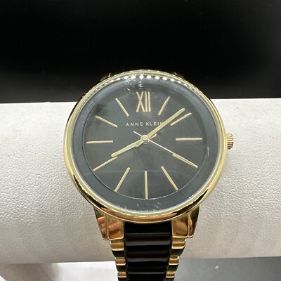 Anne Klein Women\'s Black Gold Analog Quartz Fashion Resin Bracelet Luxury Watch Amazon.com: Anne Klein Women main image 2