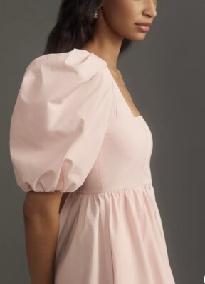 M me eme Square neck puff mini onepiece Square Puff Sleeve Denim