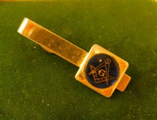 Vintage Swank Krawattennadel Schlie&szlig;e Blau Freimaurer Logo Free Masons 5g 72