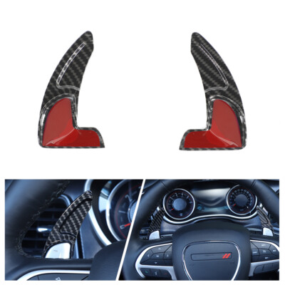 2X Steering Wheel Shift Paddle Shifter Trim for Dodge Charger 2015+ Carbon Fiber