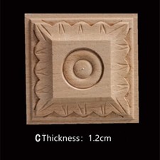 1X Retro Wood Carved Square Craft Onlay Applique Furniture Door Home Art Decor