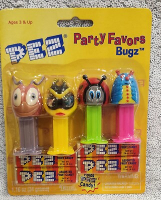 PEZ 4 Mini Bugz Party Favor Dispensers Queen Bee Lady Bug Caterpillar Butterfly 