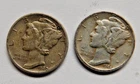 1940 & 1944 Mercury Dimes 90% Silver United States Mint Coins Lot of 2