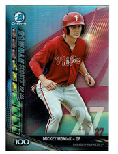 2017 MICKEY MONIAK BOWMAN CHROME TOP 100 ROOKIE REFRACTOR CARD COLORADO ROCKIES. rookie card picture