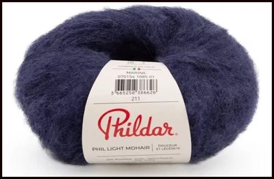 4 pelotes de laine PHIL LIGHT MOHAIR marine neuves - Photo 1/4