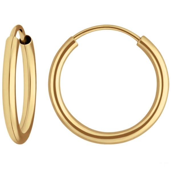 Paar Ohrringe Creolen Rund Schlicht Ohrschmuck Aus 585 Gold Gelbgold 15X2Mm-image