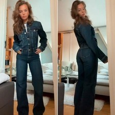 NWT ZARA Straight-leg TRF Jumpsuit Dark Indigo 4365/283 Size S