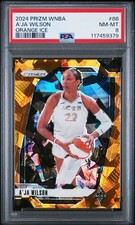 2024 Panini Prizm WNBA A’JA WILSON #86 Orange Ice PRIZM Las Vegas Aces PSA 8 NM