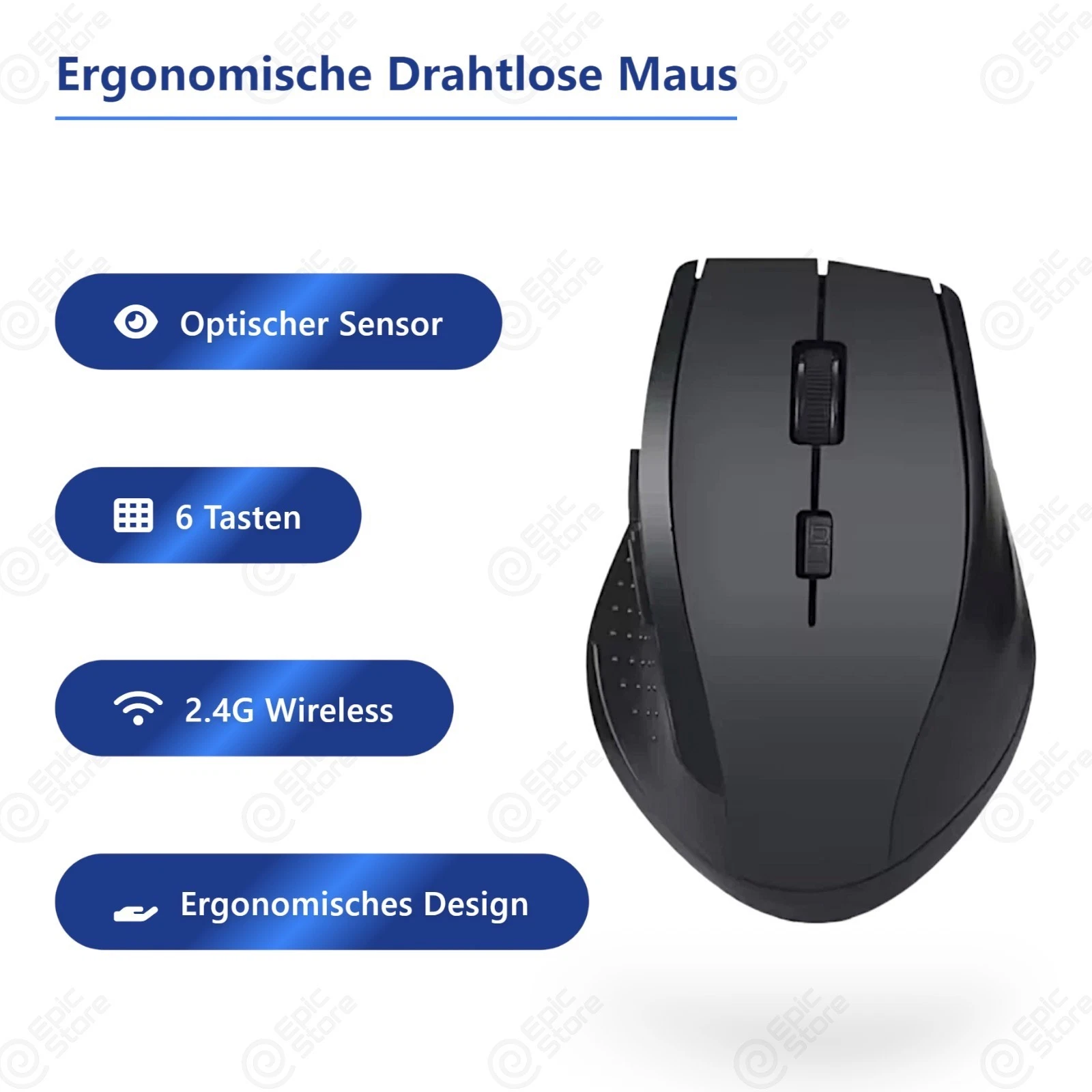 Ergonomische Drahtlose Mause Kabellos 2.4G 800/1200DPI Präzi