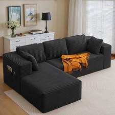 Ecksofa mit Schlaffunktion, L-Form Design, Modulares Sofa, Samt, 4-Sitzer
