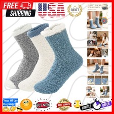 Womens Fuzzy Fluffy Cozy Warm Super Soft Slipper Socks Microfiber 3-8 Pairs H...